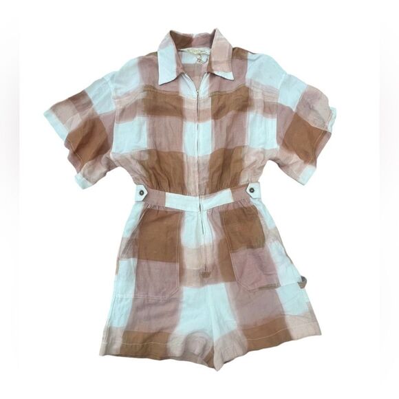 Jen's Pirate Booty Plaid Azzurra Romper In Roasted Pecan Fall Size Small NWOT - Picture 1 of 5